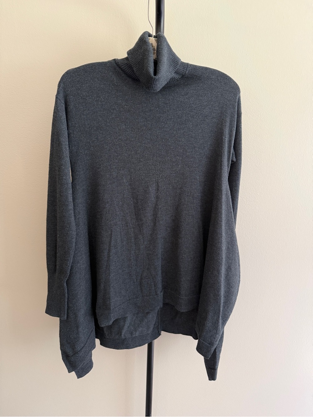 Women’s Charcoal Turtleneck Sweater - Lightweight Knit